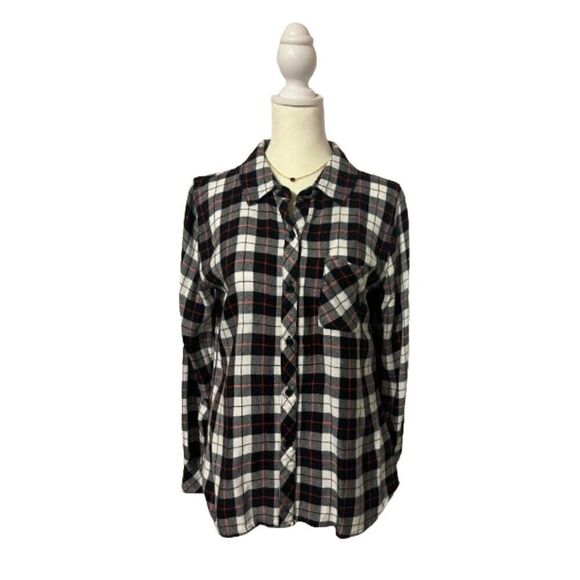 Rails Black White Red Plaid Button Down Long Sleeve Shirt Size S - Picture 2 of 6